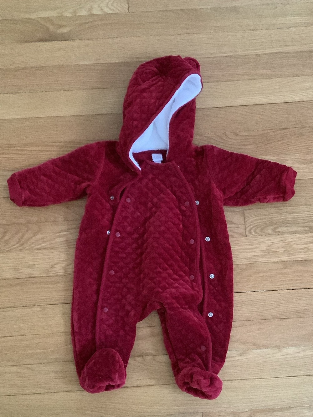 Nordstrom Plush Hooded Footie Set in Red and Magenta